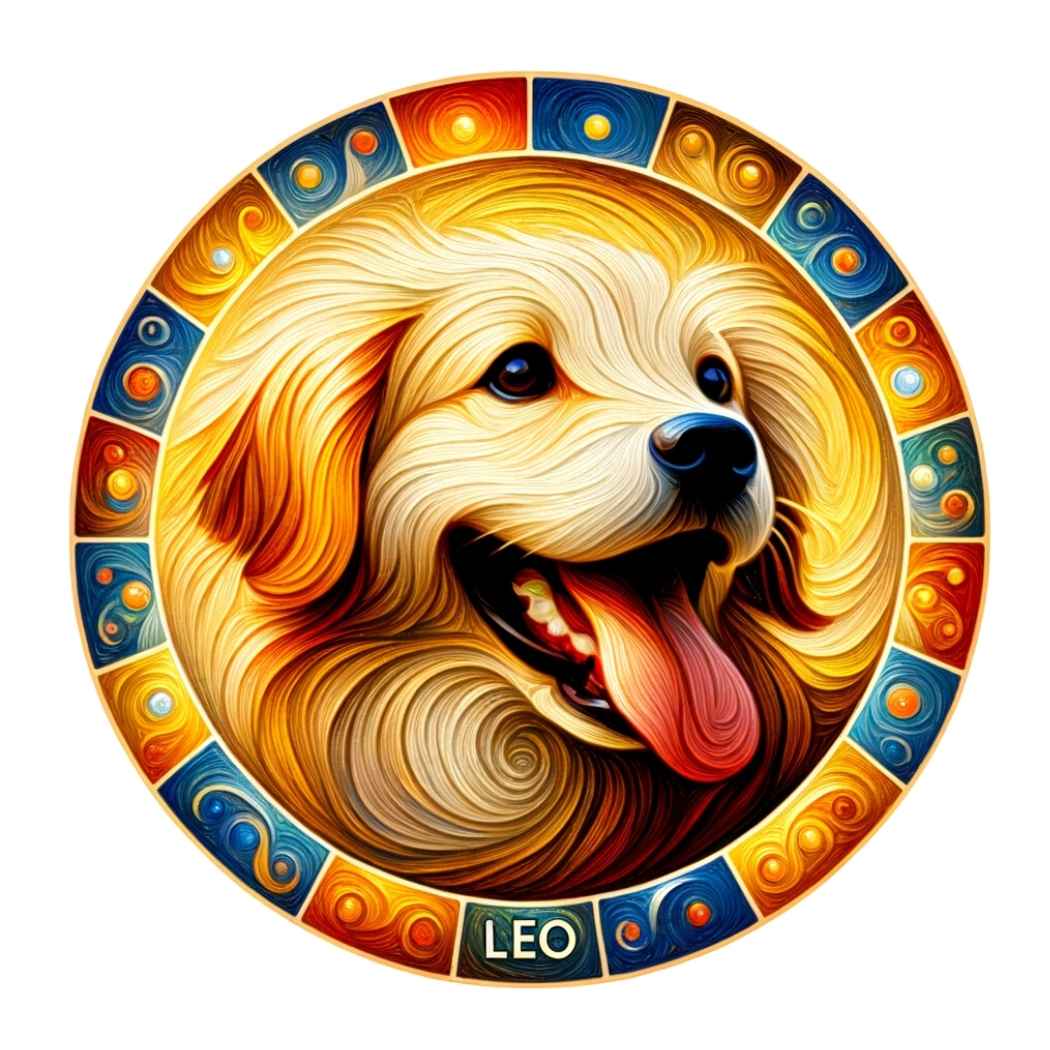 Leo dog horoscopes badge