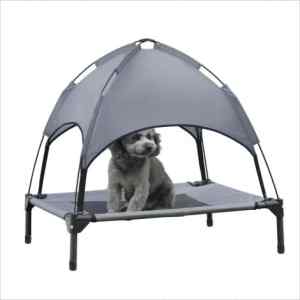Elevated dog bed with canopy