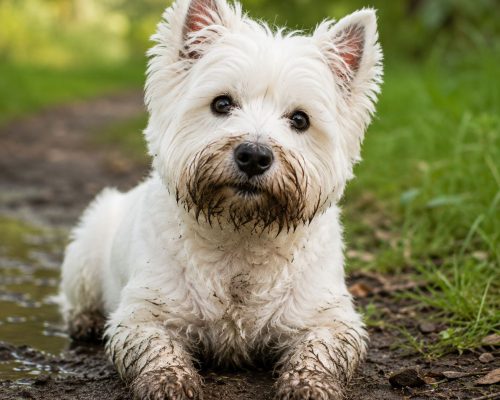 Westie who got in the mud