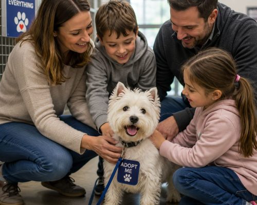 Westie and adoring family