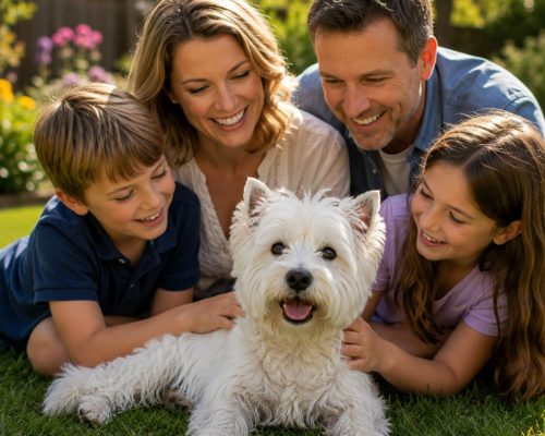 Westy being admired by his family