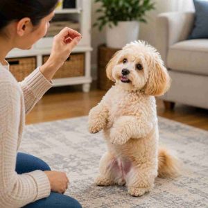 Maltipoo learning some tricks.