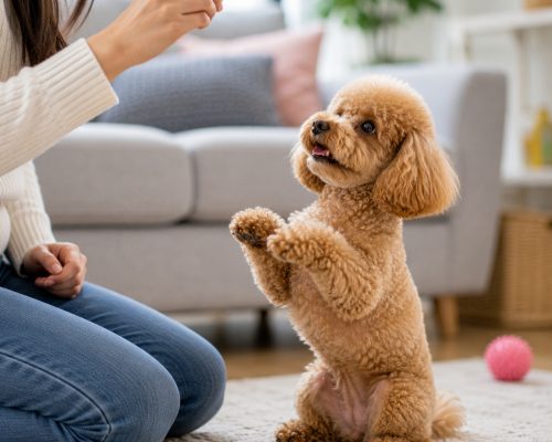 Apricots toy poodle learning some tricks