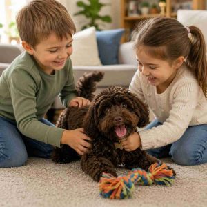 Maltipoo and children.