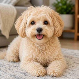 Cute apricot maltipoo puppy