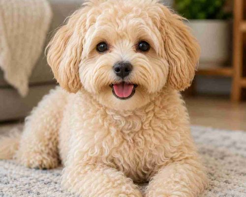 Cute apricot maltipoo puppy