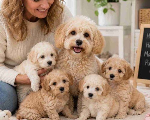 Maltipoo breeder with healthy puppies.