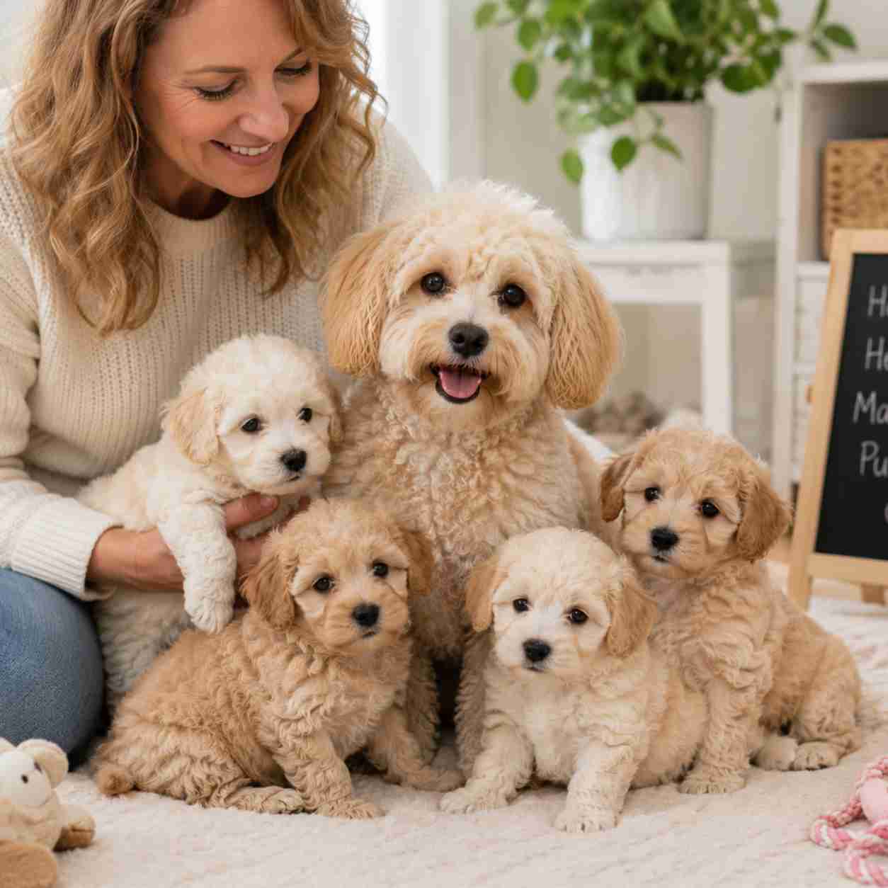 Maltipoo breeder with healthy puppies.