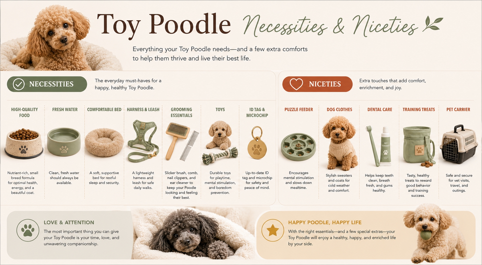 Toy Poodle needs shopping list infographic