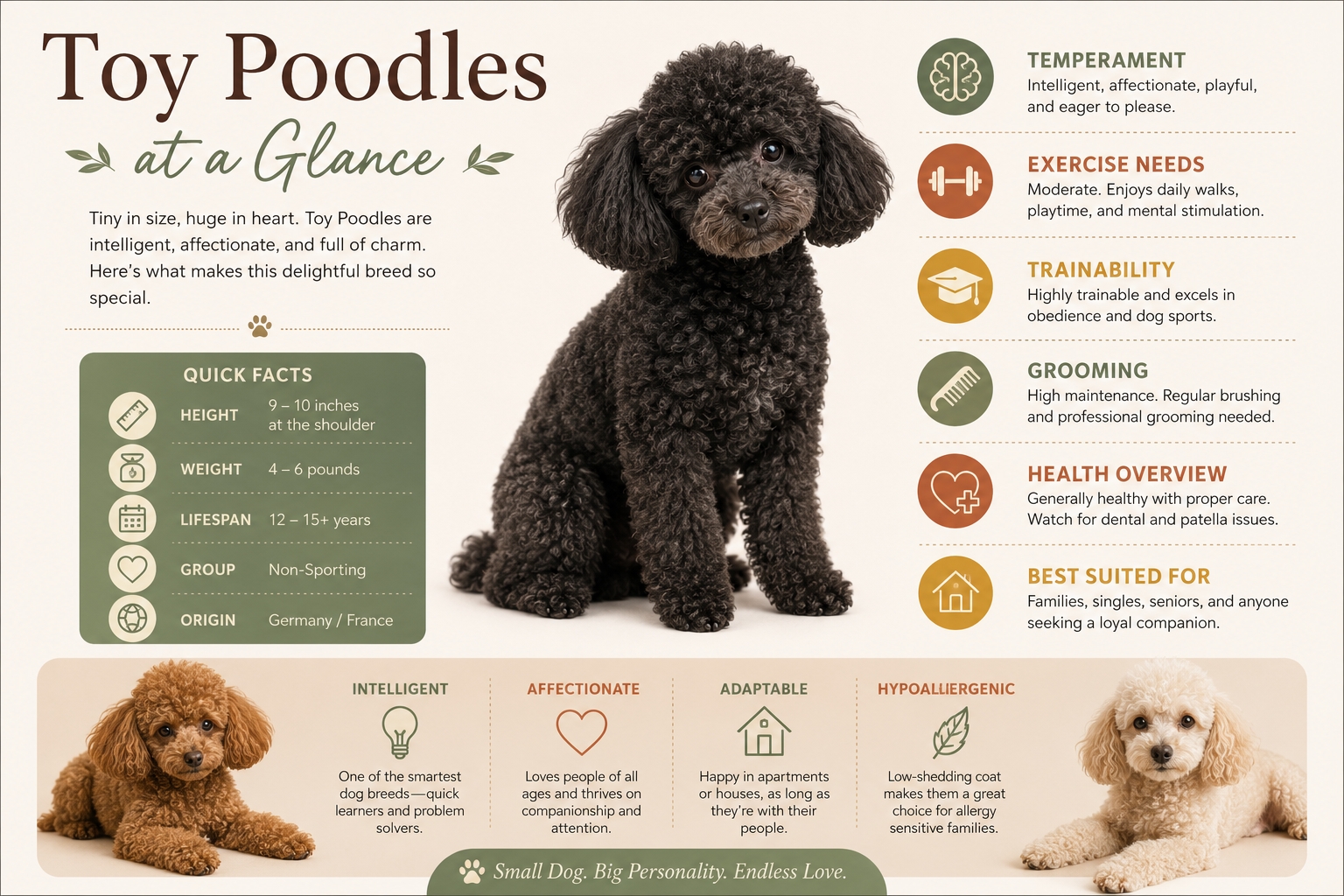 Toy Poodles at a glance infographic