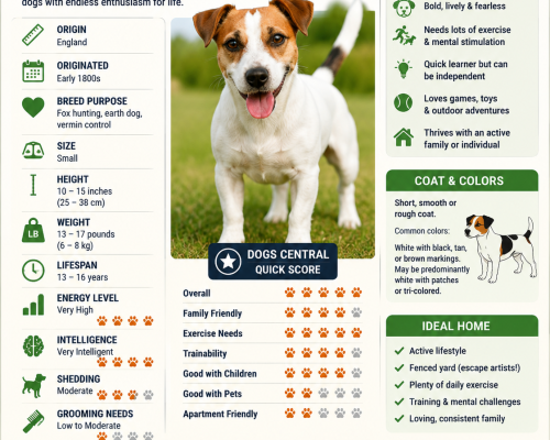 Jack russell terriers at a glance infographic