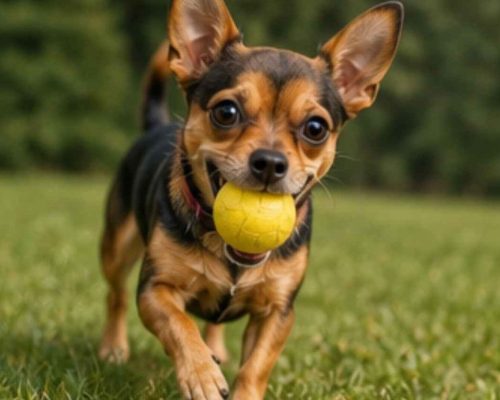 Chipin dog playing ball