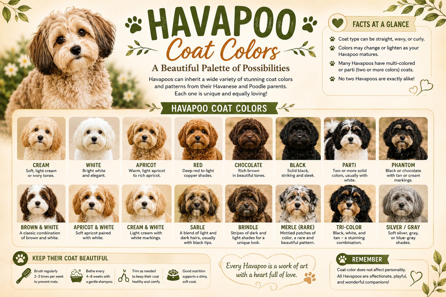 Havapoo coat colors infographic