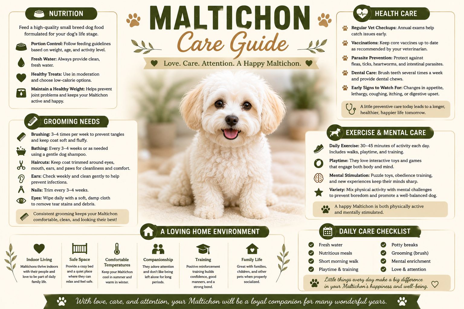 Maltichon care guide infographic