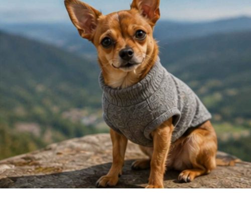 Chipin dog on a mountain hike