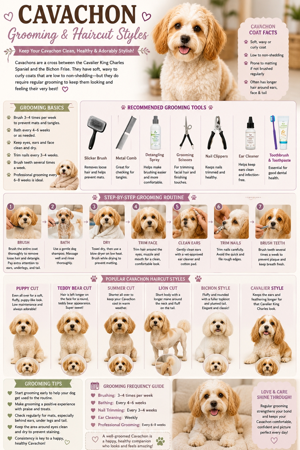 Cavachon grooming, coat care a nd haircuts