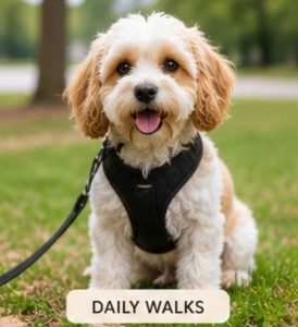 Cavachon going for walk