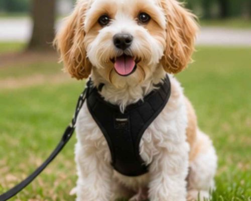 Cavachon going for walk