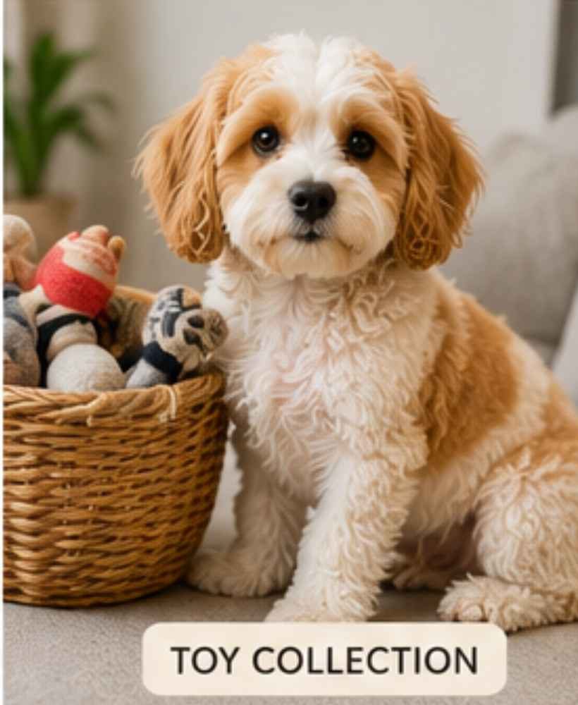 Cavachon with toys