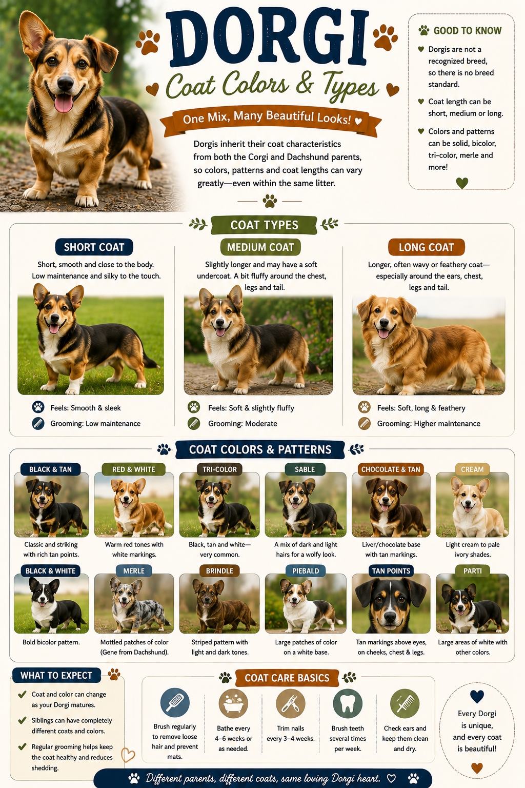 Dorgi coat colors and types