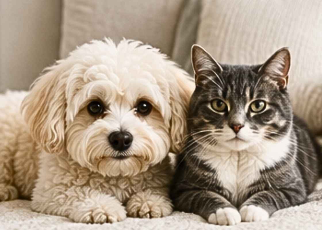 Maltichon and cat