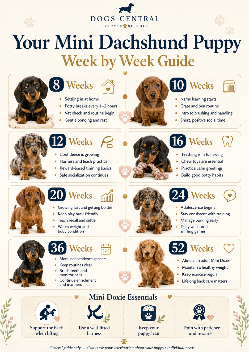 Your miniature dachshund puppy, week by week