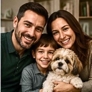 Family with shih poo