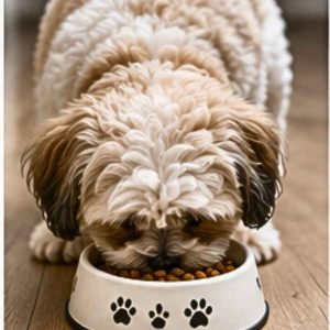 Shihpoo eating