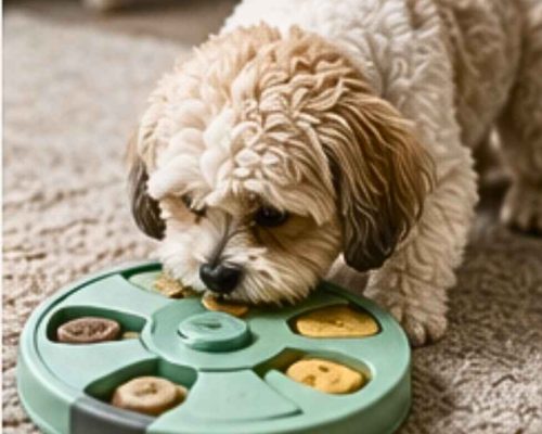 Shihpoo using puzzle toy