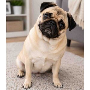 Pug with a curious expression