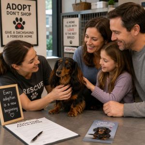 Family adopting a Dachshund