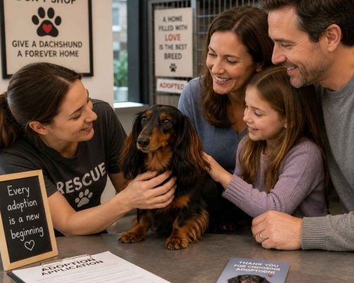 Family adopting a Dachshund