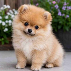 Adorable apricot Pomeranian puppy