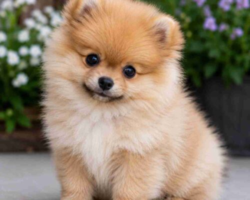 Adorable apricot Pomeranian puppy