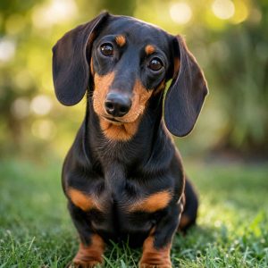 Black and tan smooth coat Dachshund