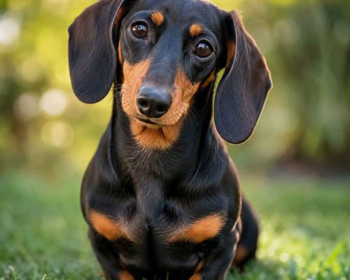 Black and tan smooth coat Dachshund