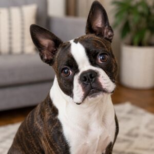 Brindle and White Boston Terrier