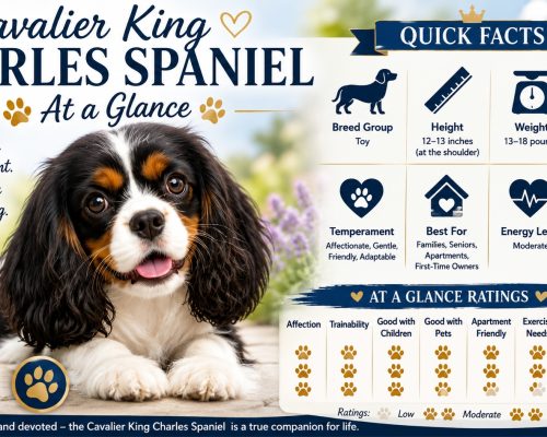 Cavalier King Charles Spaniel at a glance infographic