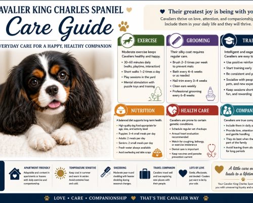 Cavalier King Charles Spaniel care guide infographic