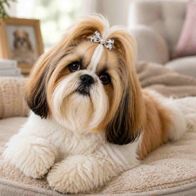 Cute Shih Tzu dog with puzzled expression on his face