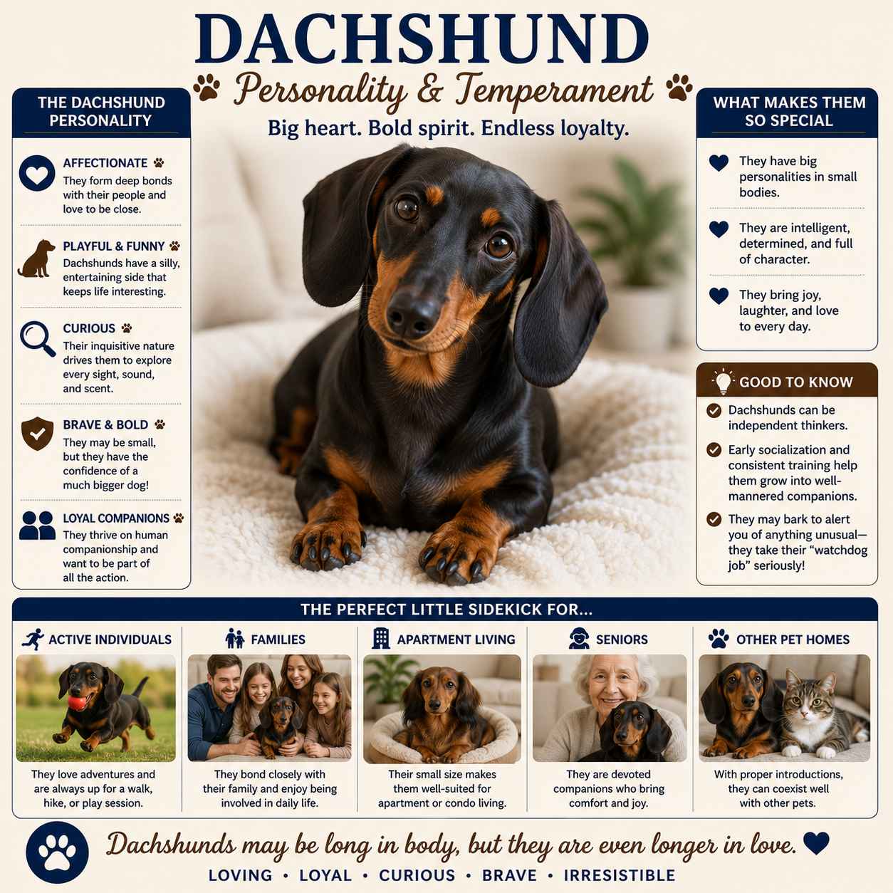 Dachshund personality and temperament infographic