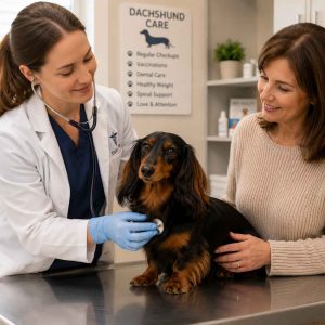 Dachshund at veterinarians office