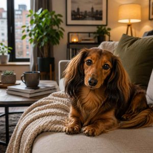 Dachshund living in apartment