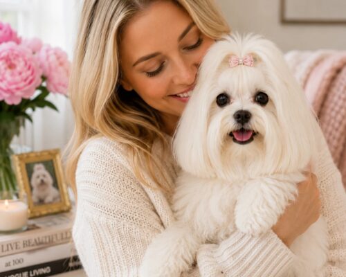 Maltese Dog snuggles