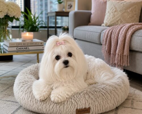 Maltese dog living comfortably in an apartment