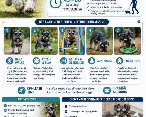 Types and colors of miniature schnauzers infographic
