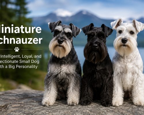 Miniature Schnauzer Hero Image featuring 3 differently colored Miniature Schnauzers