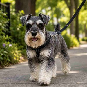 Miniature Schnauzer going for a walk