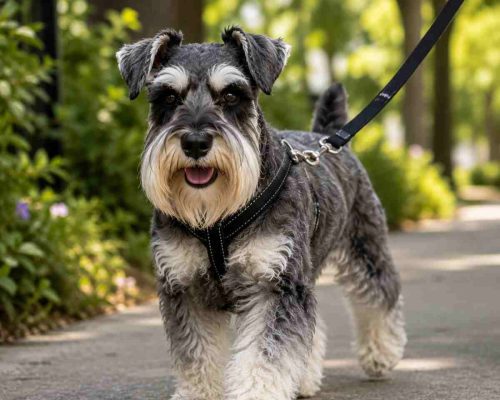 Miniature Schnauzer going for a walk