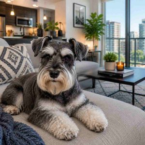 Miniature Schnauzer in an apartment